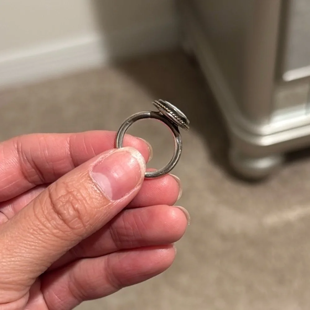 Pandora Silver and Gold Solitaire Ring - Picture 2 of 4